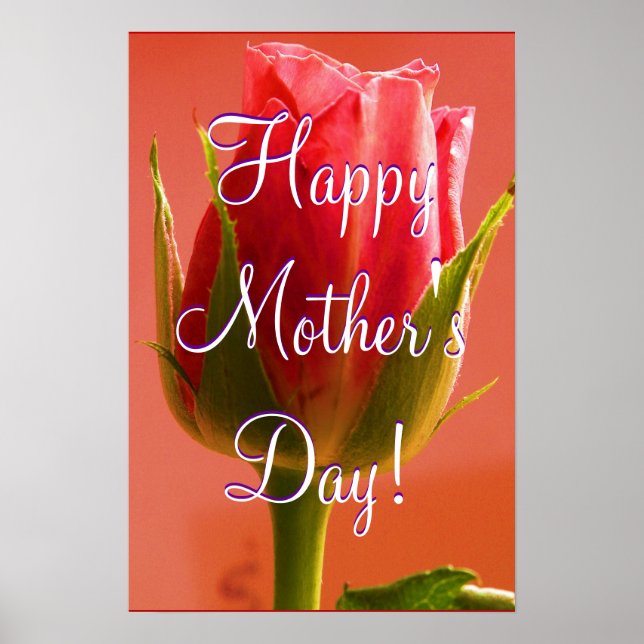 Happy Mother's Day Pink Rose Poster (Front)