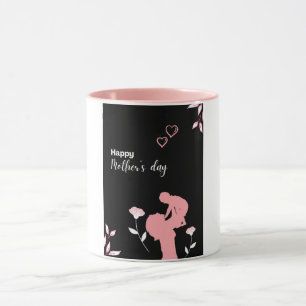Happy Mother's Day Pink Silhouette Flowers Mug