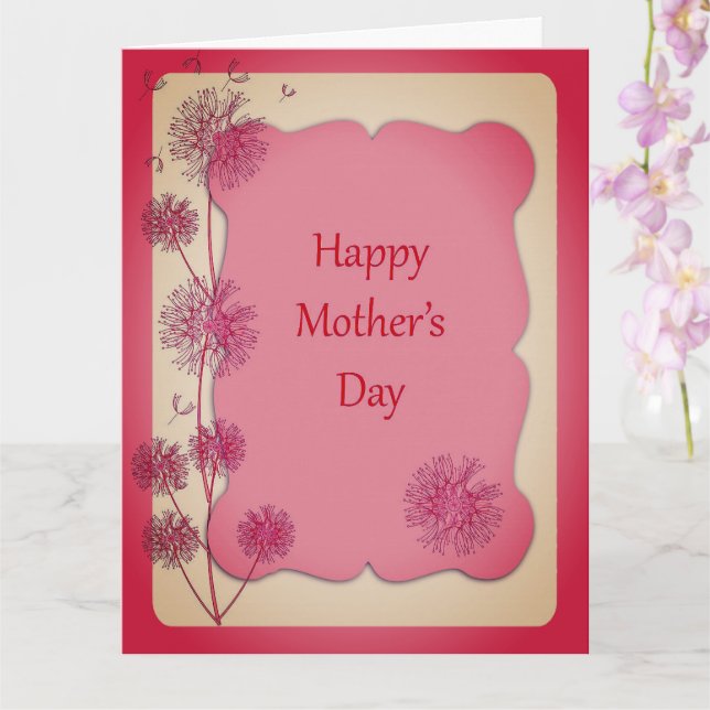 Happy Mother's Day Pink Trim & Dandelion Seeds Big Card (Orchid)