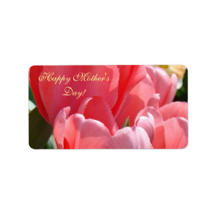 Happy Mother's Day! Pink Tulip Flowers Labels