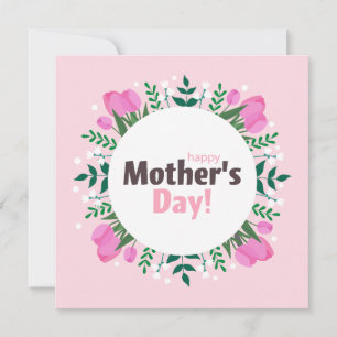 Happy Mother's Day Pink Tulips Flat Holiday Card