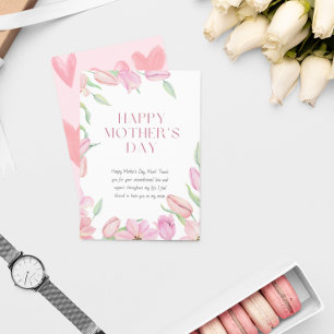Happy Mother's Day Pink Watercolor Illustrated  Foil Holiday Card
