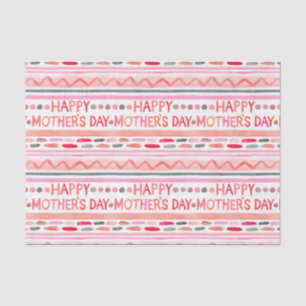 Happy Mother's Day Pink Watercolor Stripes Tissue Paper
