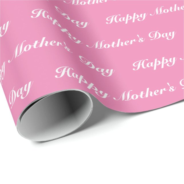 Happy Mother's Day pink white script pattern chic Wrapping Paper (Roll Corner)