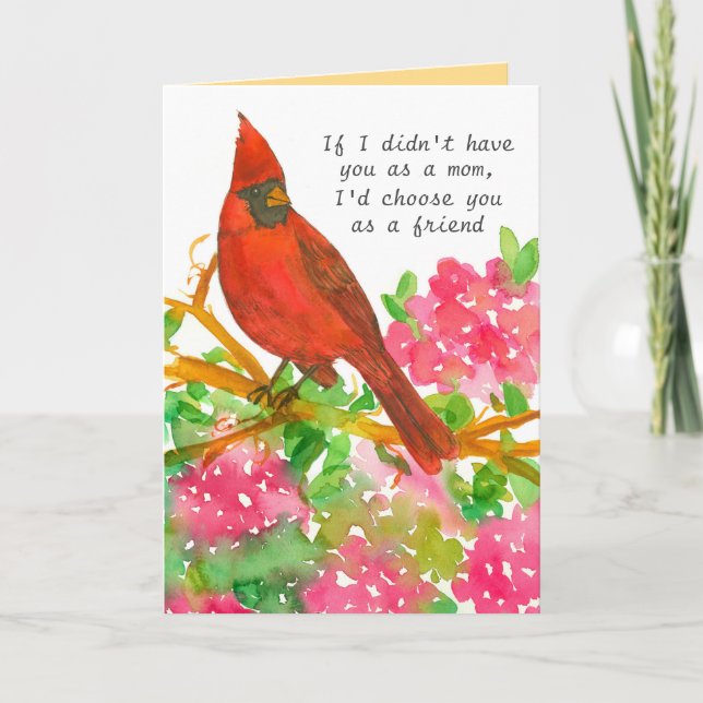 Happy Mother's Day Positive Words Cardinal Bird Card (Front)