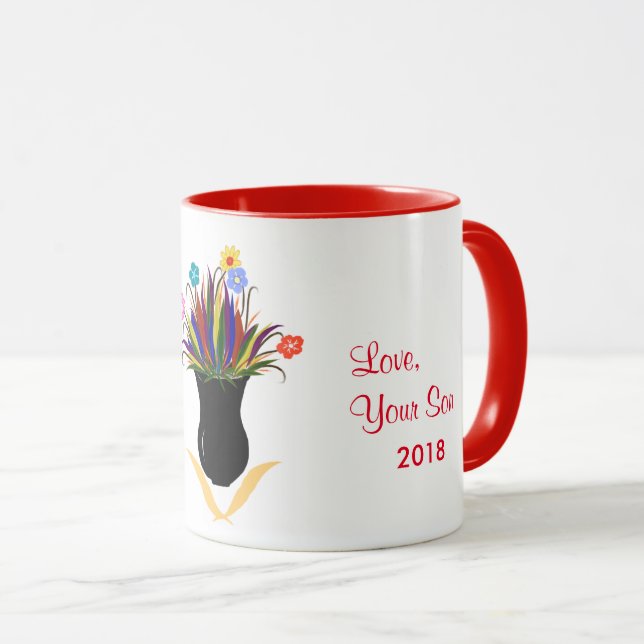 Happy Mother's Day Pretty Flowers Personalised Mug (Front Right)