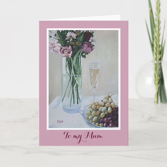 Happy Mother's Day pretty pink floral fine art Card (Front)