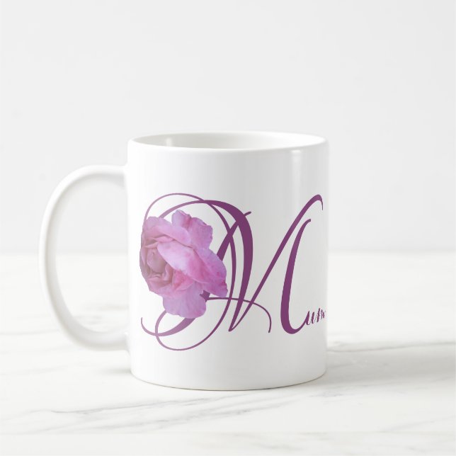 Happy Mother's Day pretty pink rose floral stylish Coffee Mug (Left)