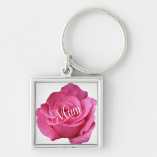 Happy mother's day pretty pink rose floral stylish key ring