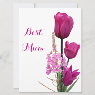 Happy Mother's Day pretty pink tulips floral love Holiday Card