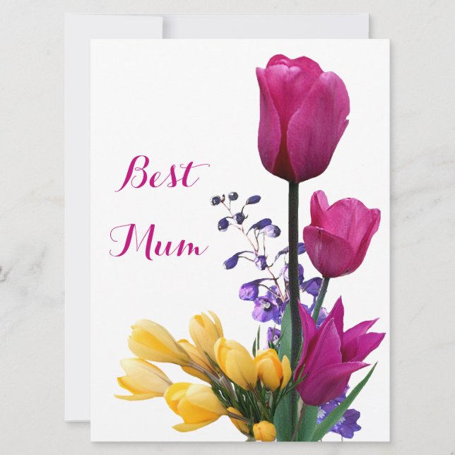 Happy Mother's Day pretty pink tulips floral love Holiday Card (Front)