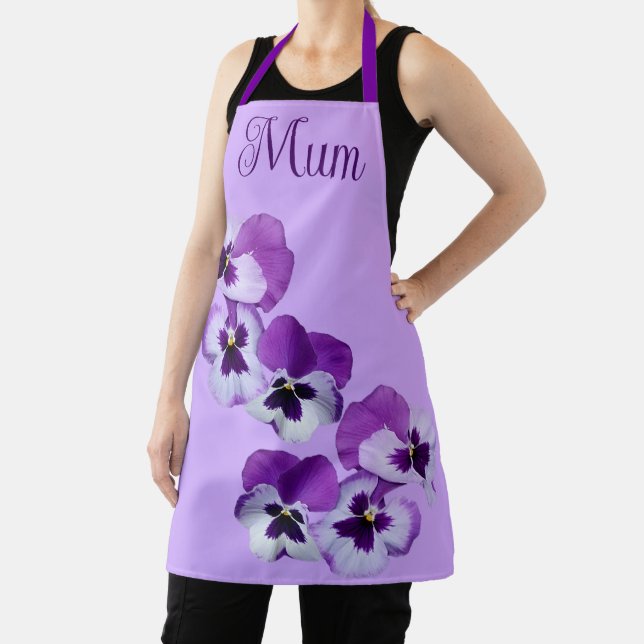 Happy Mother's Day pretty purple pansies floral  Apron (Insitu)