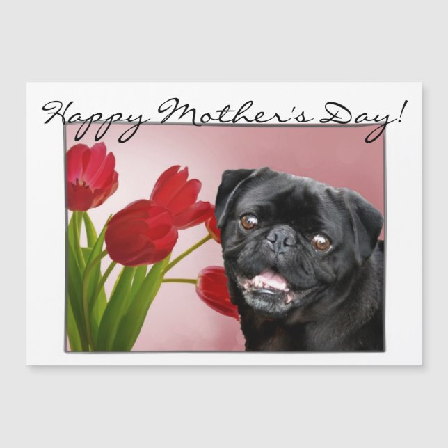 Happy Mother's day pug magnetic card (Front)