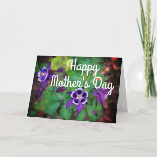 Happy Mother's Day Purple Columbine Flowers Card