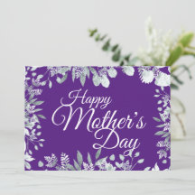 Happy Mother's Day Purple Floral White Typography