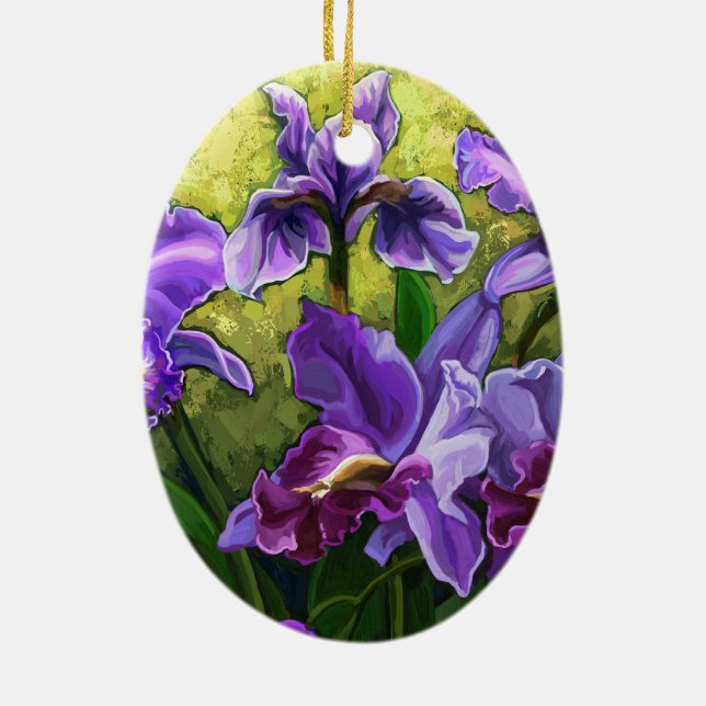 Happy Mother's Day purple flowers Ceramic Tree Decoration (Back)