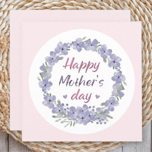 Happy Mother's Day Purple Pink Floral Wreath Card