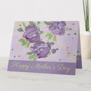 Happy Mothers Day Purple Rose Greeting Card