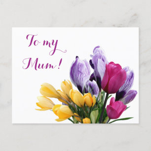 Happy Mother's Day purple yellow pink tulip floral Holiday Postcard
