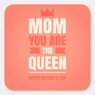 Happy Mother's Day Queen Style Square Sticker