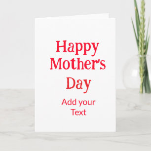 Happy mother's day red add text simple minimal mum card