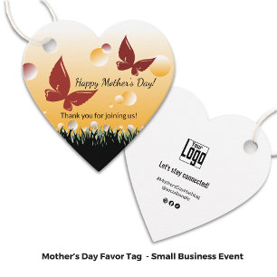 Happy Mother's Day Red Butterfly Thank You   Favour Tags