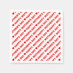 Happy Mother's Day Red on White Paper Napkin