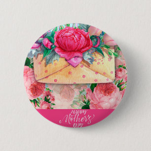 Happy Mother's Day Red Pink Purple Floral Flowers 6 Cm Round Badge