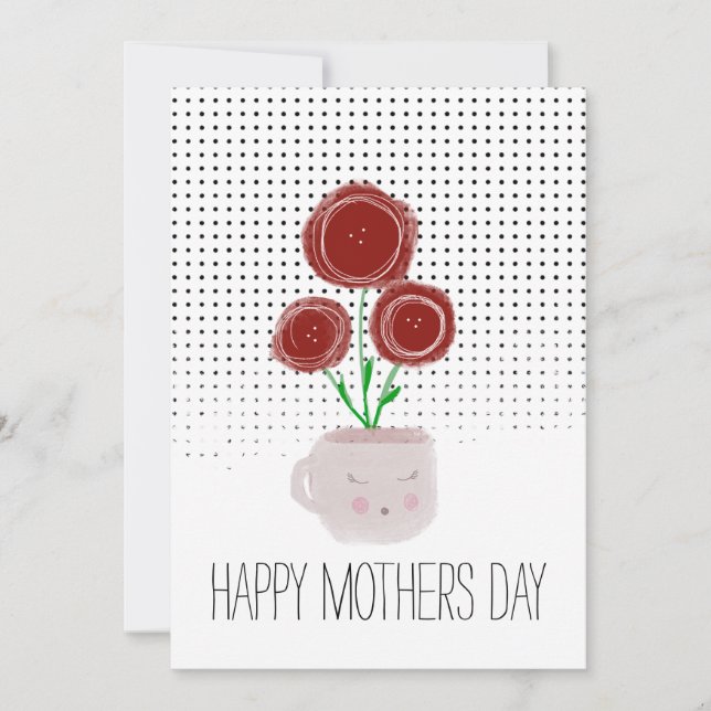 Happy Mothers Day Red Poppy Florals Card (Front)