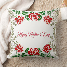 Happy Mothers Day Red Rose Floral Greenery Cute