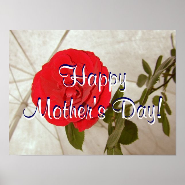 Happy Mother's Day Red Rose Poster (Front)