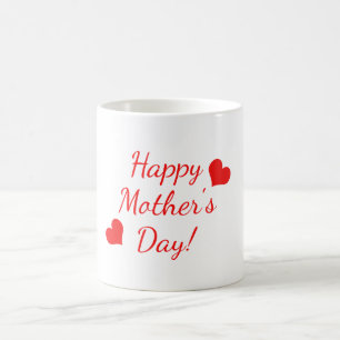 Happy Mother's Day red text with two red hearts Coffee Mug