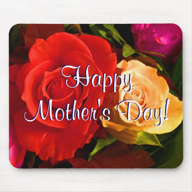 Happy Mother's Day Red Yellow Roses Mouse Pad (Front)