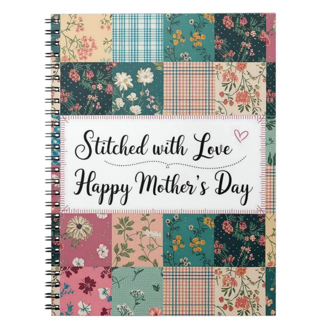 Happy Mother's Day - Retro Cute Quilt Pattern Notebook (Front)