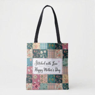 Happy Mother's Day - Retro Cute Quilt Pattern Tote Bag