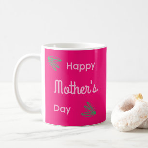 Happy Mother's Day Retro Magenta Pink and Green Coffee Mug