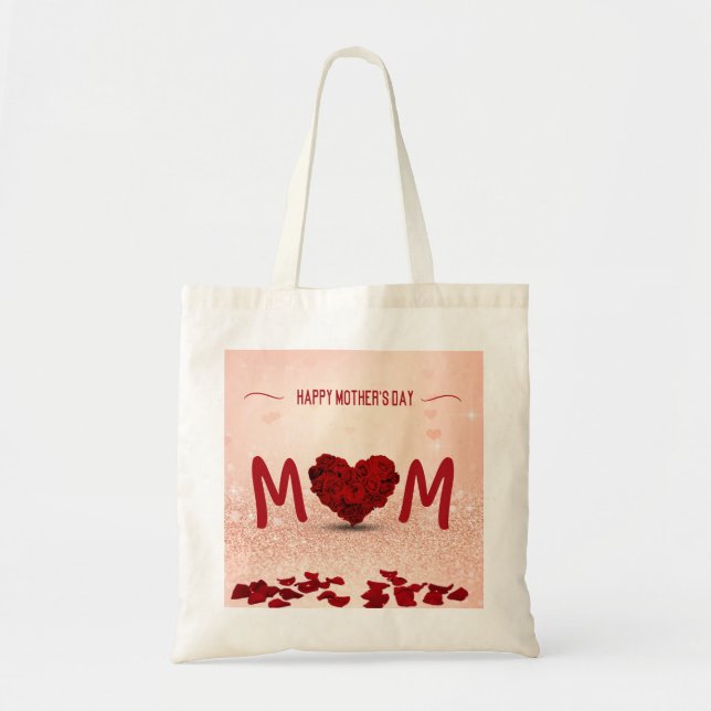 Happy Mother's Day Rose Heart Bouquet Tote Bag (Front)