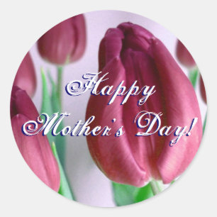 Happy Mother's Day Rosey Tulips Classic Round Sticker