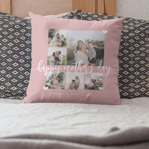 Happy Mothers Day script photo collage pink Cushion
