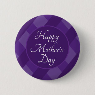 Happy Mother's Day Shades of Purple Stripes Simple 6 Cm Round Badge