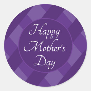 Happy Mother's Day Shades of Purple Stripes Simple Classic Round Sticker