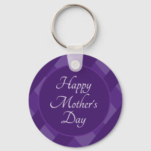 Happy Mother's Day Shades of Purple Stripes Simple Key Ring