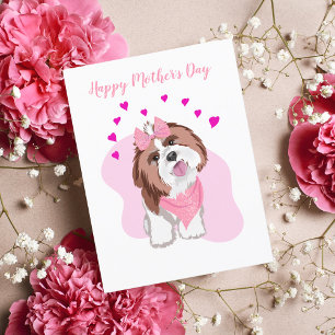 Happy Mother's Day Shih-Tzu With Hearts Card