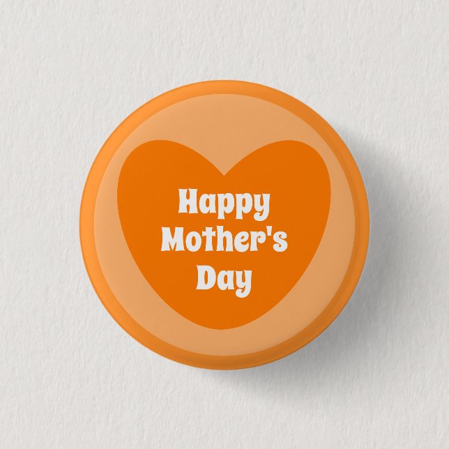 Happy Mother's Day Simple Cute Orange Heart 3 Cm Round Badge (Front)