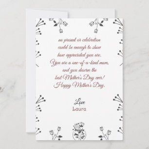 Happy Mother's day simple flower mum & baby photo Holiday Card