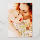 Happy Mother's Day Simple Modern Custom Photo Foil Holiday Card (Front)