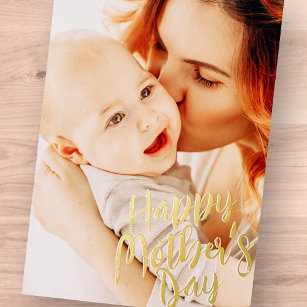 Happy Mother's Day Simple Modern Custom Photo Foil Holiday Card
