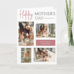 Happy Mothers Day   Simple Modern Script 4 Photo  Card
