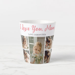 Happy Mothers Day Simple Modern Script 5 Photo Latte Mug