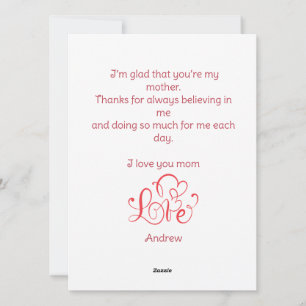 Happy Mother's day simple sweet kid photo Holiday  Card